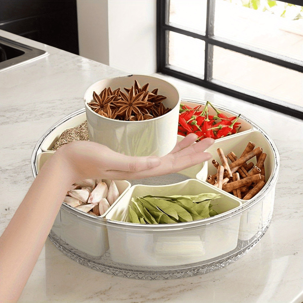 L&B® - Portable Snack Tray with Rotating Compartments