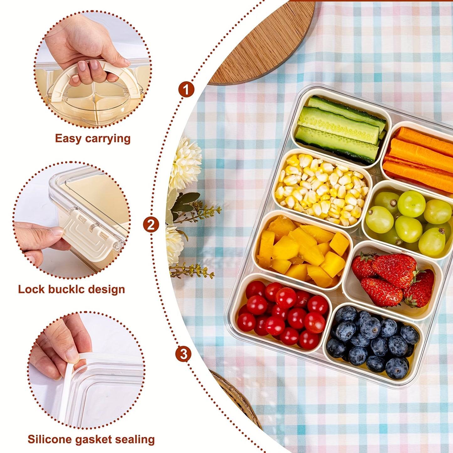L&B® - 8-Compartment Clear Snack Container