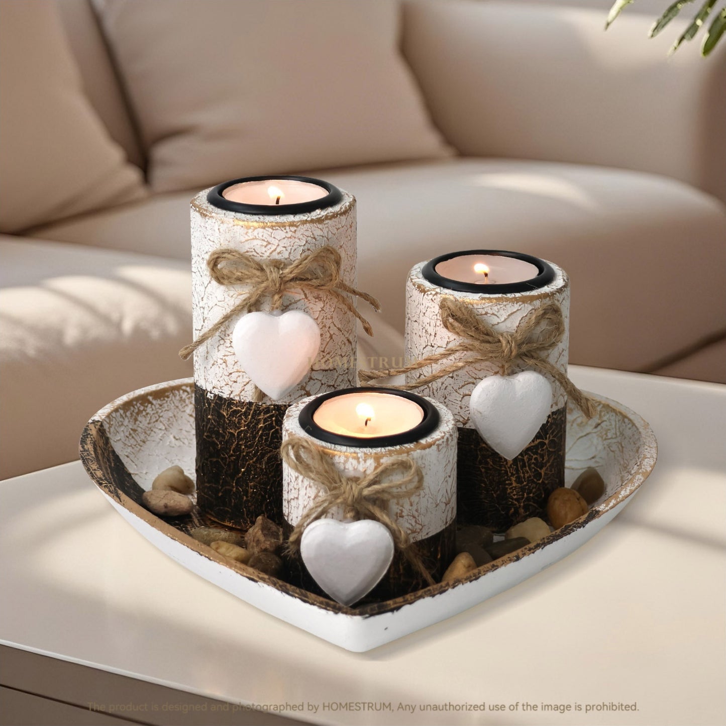 L&B® Rustic White Wooden Candle Set