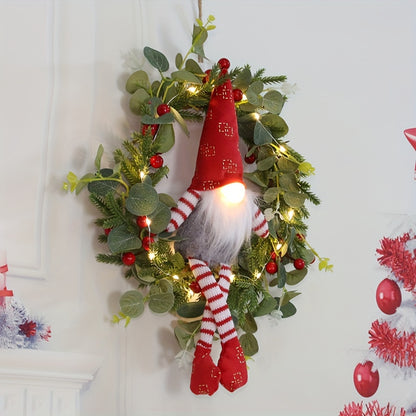 L&B® Christmas Gnome Wreath with LED Lights