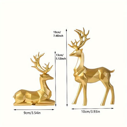 L&B® Golden Reindeer Sculpture Set (2pcs)