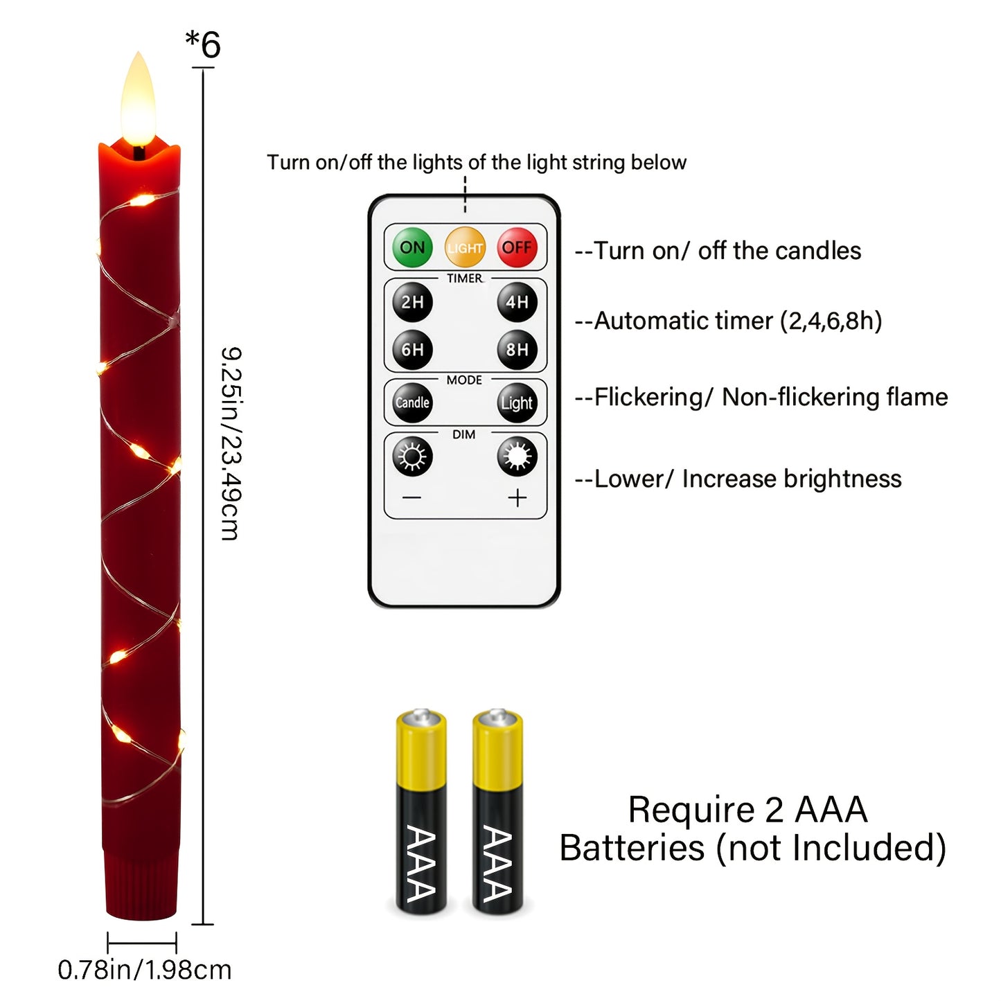 L&B® 6-Piece Flameless Wax-Effect Candle Set