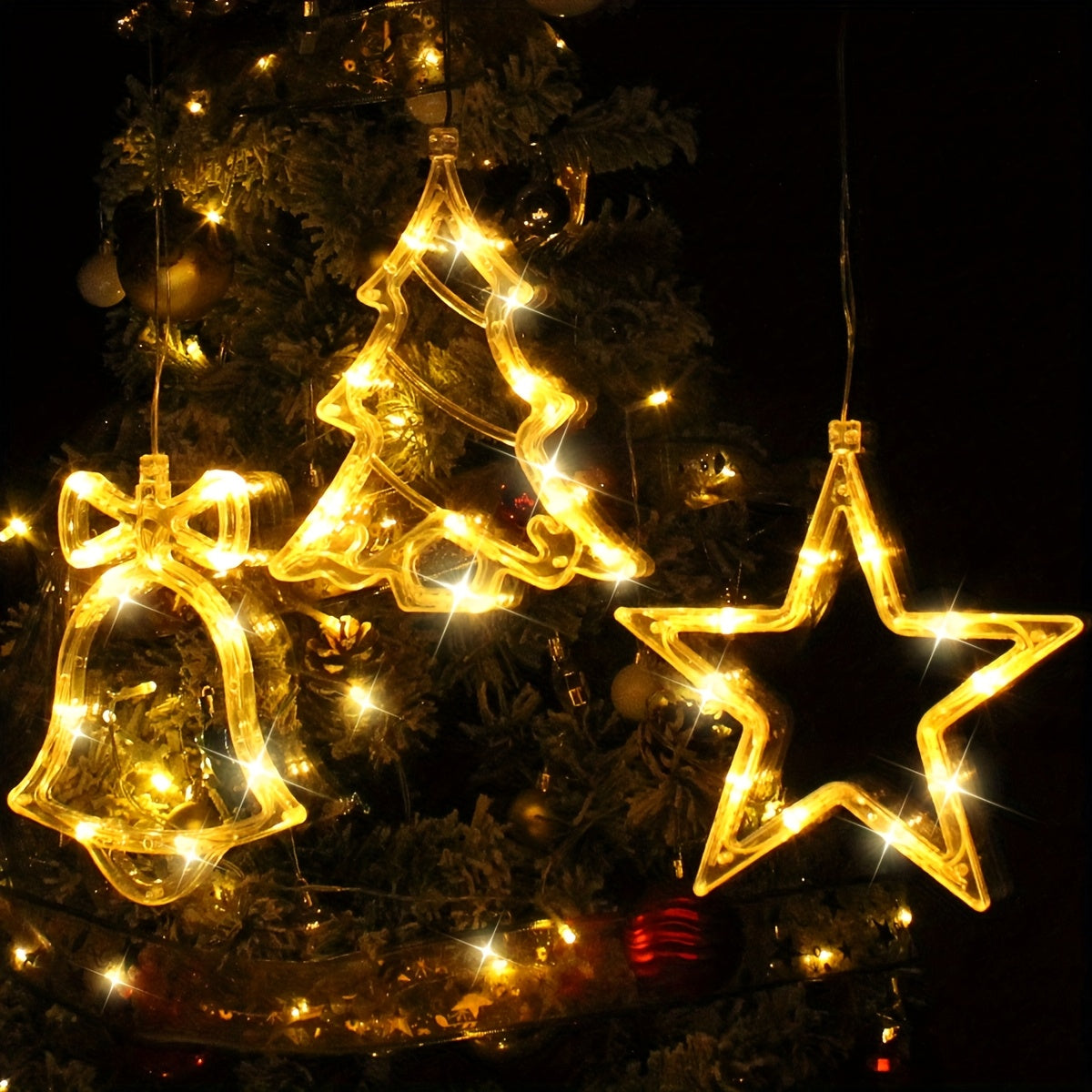 L&B® Radiant Christmas Window Light Set — Bell, Tree & Star (3pcs)