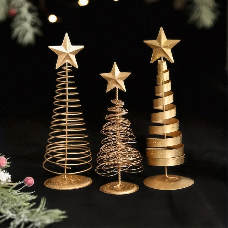 L&B® Golden Mini Christmas Trees (Set of 3)