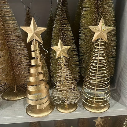 L&B® Golden Mini Christmas Trees (Set of 3)