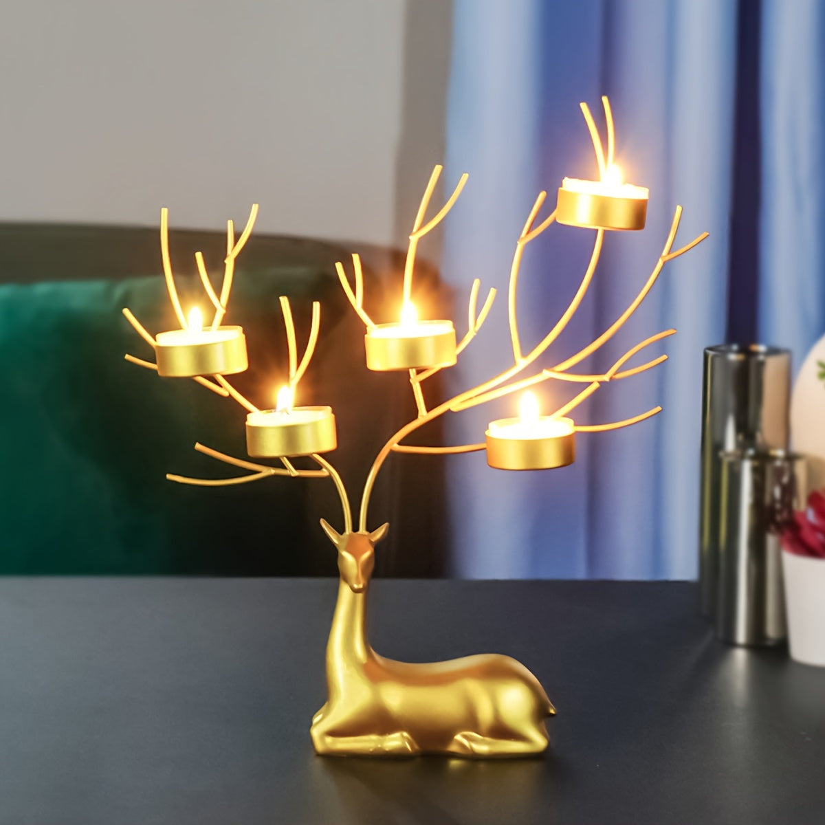 L&B® Golden Reindeer Candle Holder