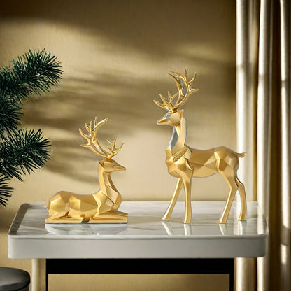 L&B® Golden Reindeer Sculpture Set (2pcs)
