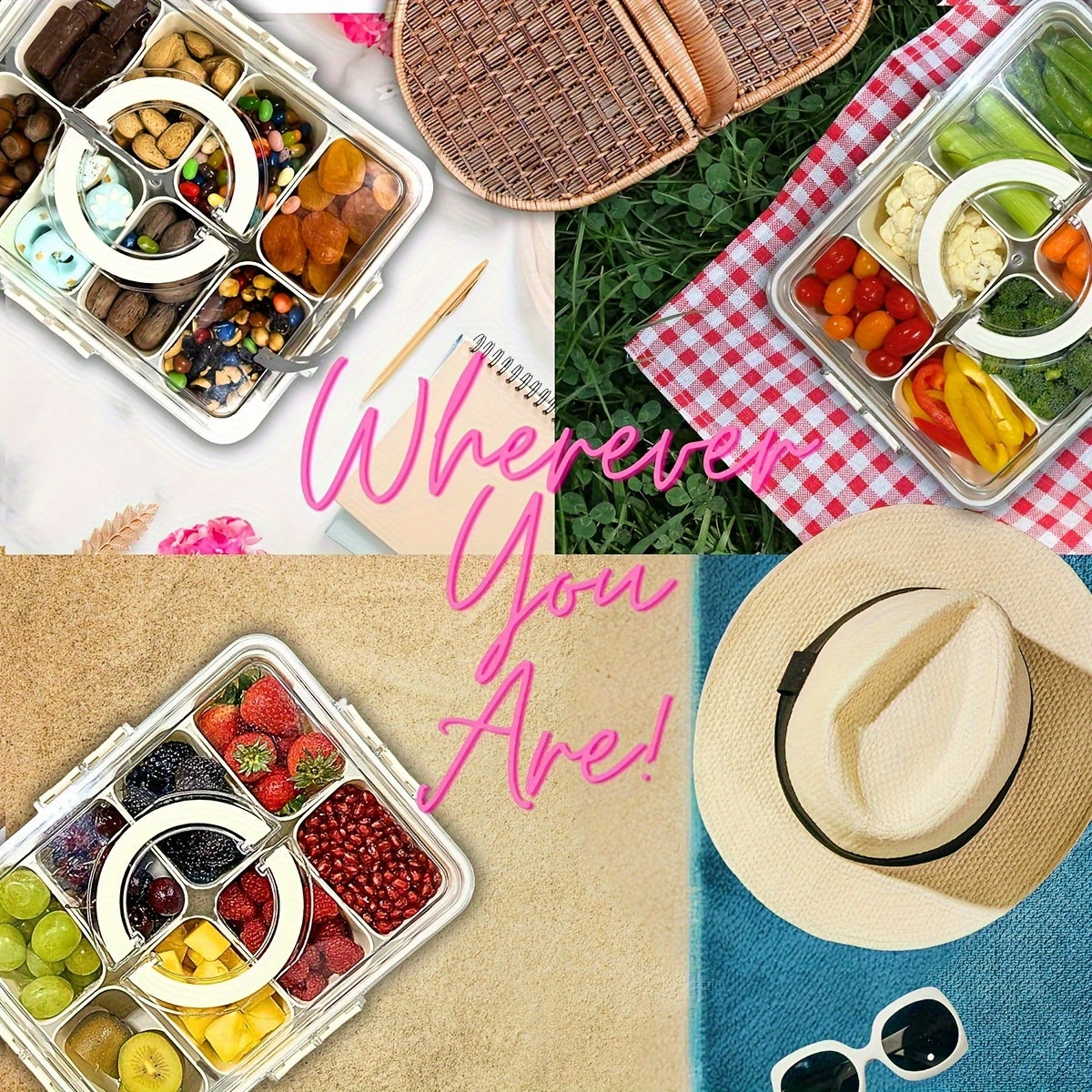 L&B® - 8-Compartment Clear Snack Container