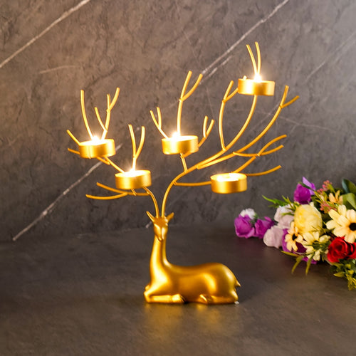 L&B® Golden Reindeer Candle Holder