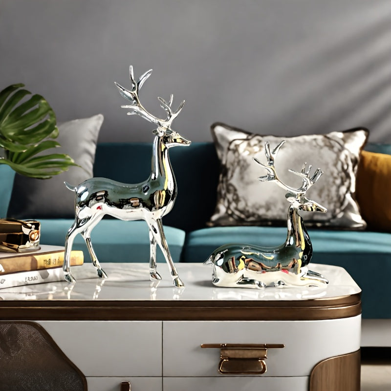 L&B® Silver-Plated Reindeer Duo
